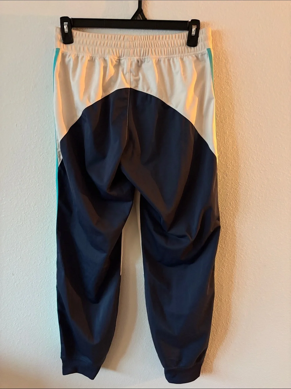 Adidas Cream, Navy & Aqua Colorblock Track Joggers